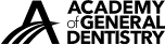 Academy of General Dentistry logo with stylized "A" and text letters in black.