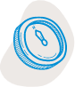 Compass icon in blue and white circular design on gray background