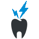 Tooth with blue lightning bolt indicating dental pain or emergency treatment at Breezy Point Smiles.