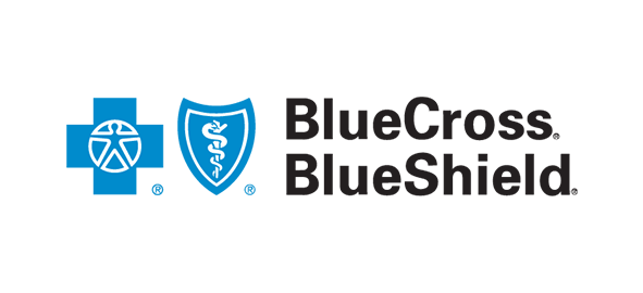 Blue Cross Blue Shield logo featuring blue cross and shield emblems with organization name.