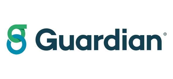 Guardian logo with blue and teal stylized letter G symbol and dark blue text wordmark.