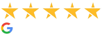 Five gold stars with Google G logo indicating customer ratings for Breezy Point Smiles